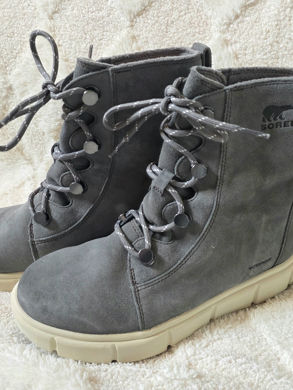 SOREL Women's Gray Suede Lace-Up Waterproof Boots NWOT